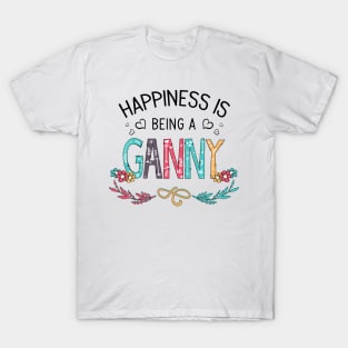 Happiness Is Being A Ganny Wildflowers Valentines Mothers Day T-Shirt